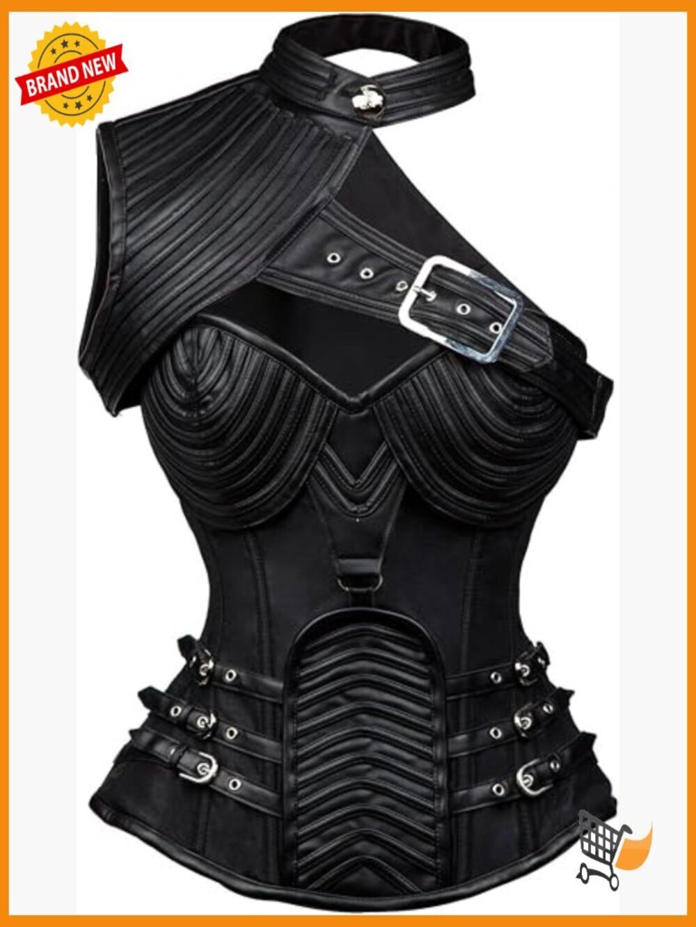 Heavy Steel Boned Overbust Corset with Zipper Hourglass Shape